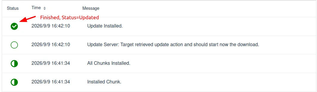 hawkBit Status turn to Updated after fix